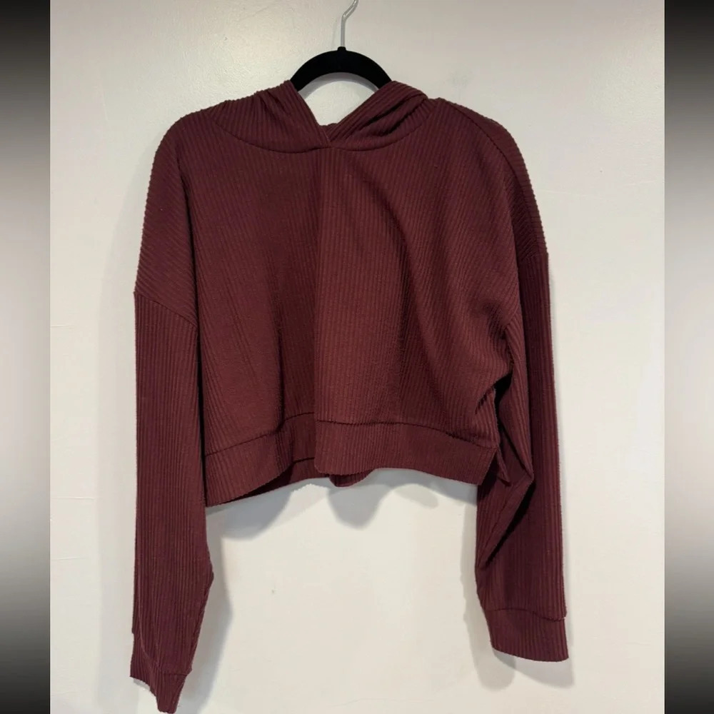 As Revival ribbed maroon cropped sweatshirt